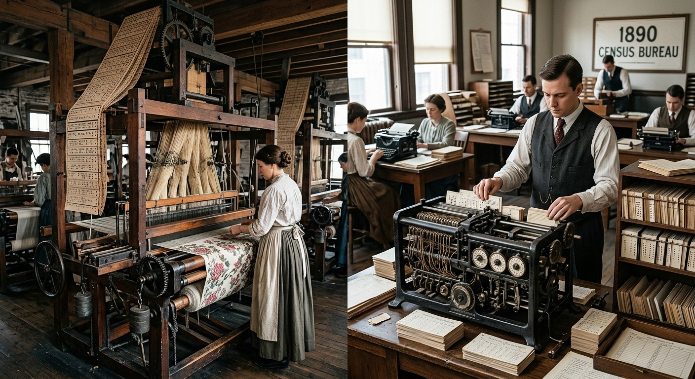 Les cartes des métiers à tisser Jacquard vers les données informatiques d'IBM