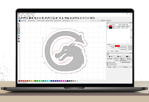 Elau factory - Image Le logiciel de gravure laser Lightburn